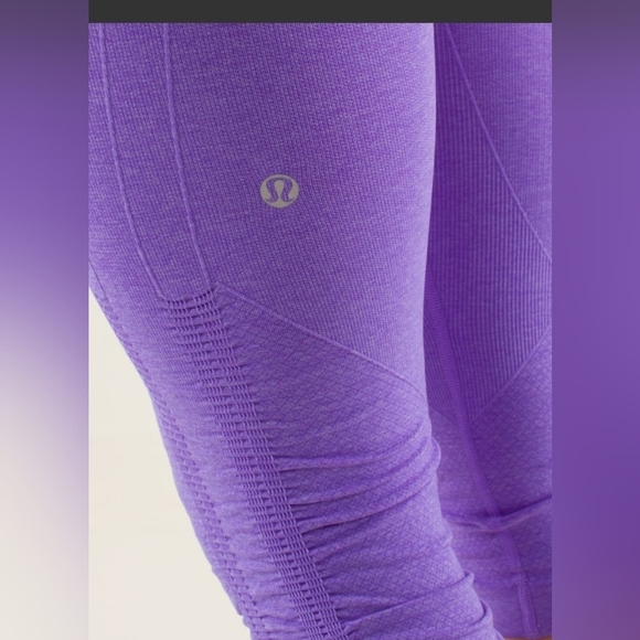 Lululemon Flow Crop ll Purple Heathered Legging Ruched Cinched Sides Seamless - Picture 5 of 14